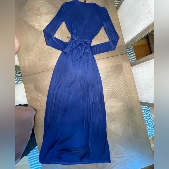 Bcbgmaxazria Pearl Jersey Long Sleeve Wrap Maxi Dress Royal Blue - Picture 6 of 14